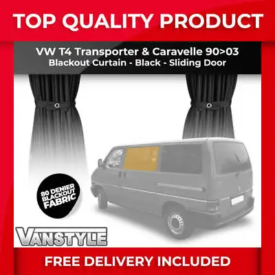 £29.99 • Buy Fits Vw T4 Transporter 90>03 Tailored Blackout Fabric Sliding Door Curtain Black